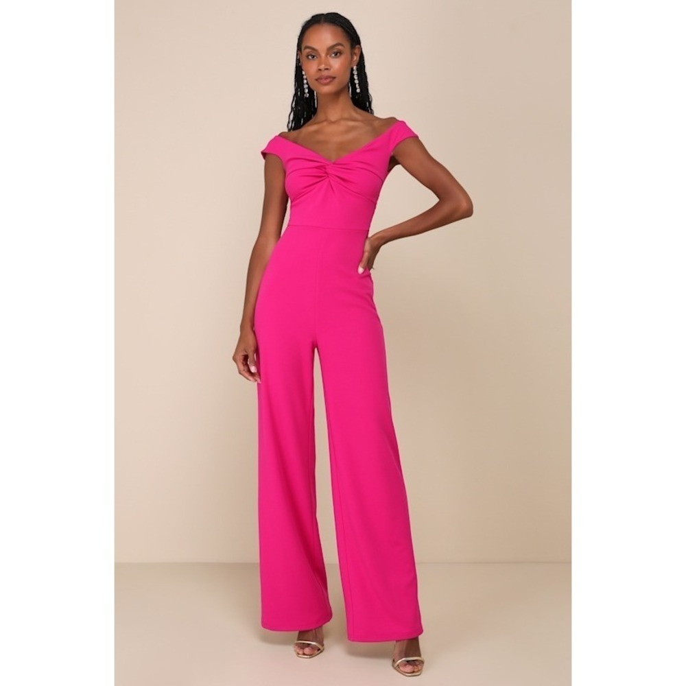 Lulu's Pink Off-Shoulder Jumpsuit